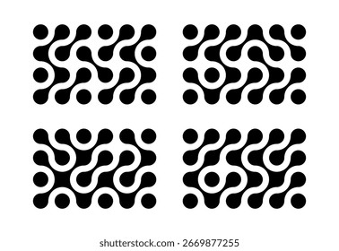 Set of patterns from connected drops of liquid. Modern design elements for branding, business projects, presentations. Isolated vector illustration on white background.