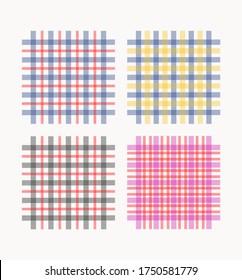 A set of patterns consisting of stripes of various widths and colors with alternating angles