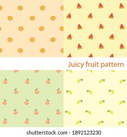 Set of patterns with cute fruits