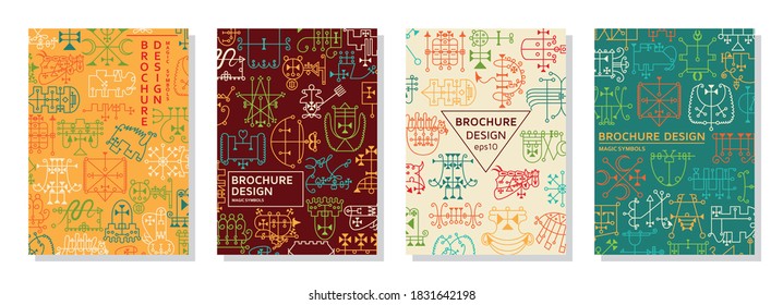 Set of patterns with demon symbols and their sigils. Occult sings collection