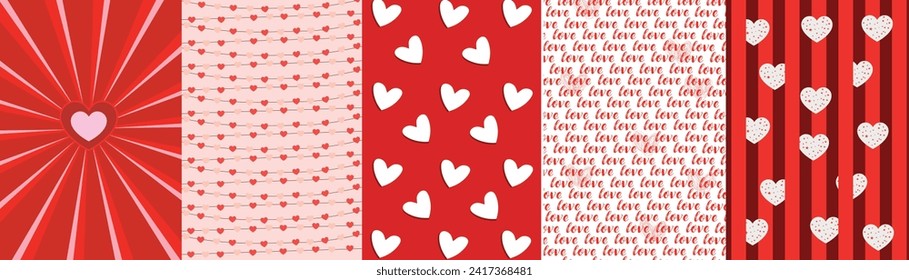 Set of patterns for design with hearts