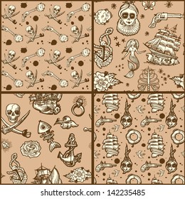 Set of patterns for design pirate party or pirate bandanas