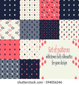 Set of patterns with flower bells silhouettes for your design