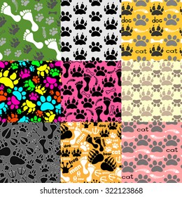 Set of patterns with footprints and bones
