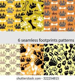 Set of patterns with footprints and bones
