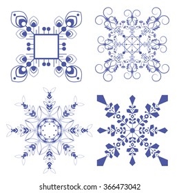 set of patterns frosty winter snowflakes. Fairy falling snow