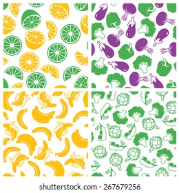 set of patterns with fruit and vegetables 