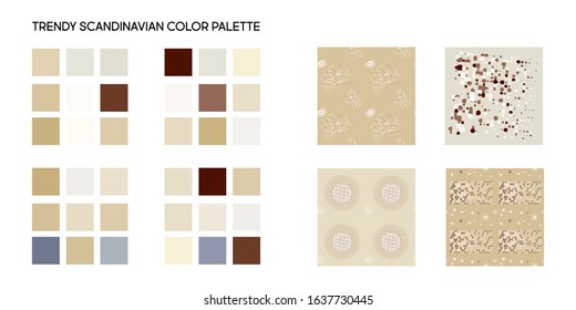 Set patterns of geometric colored shapes Trendy Scandinavian color palette modern background