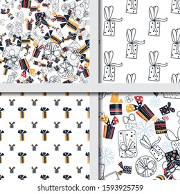 Set patterns with gift box. Scandinavian