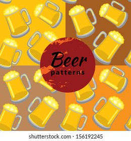 Set of patterns with glasses of beer