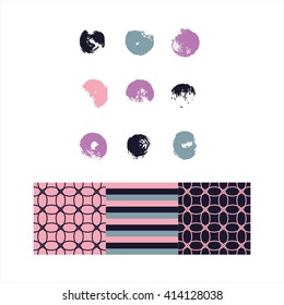 Set of patterns and grunge stains. 