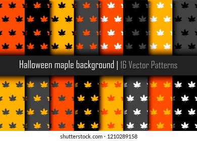 Set of patterns for Halloween maple background. Seamless fabric texture. Vector illustration