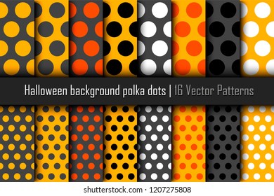 Set of patterns for Halloween polka dots background. Seamless fabric texture. Vector illustration
