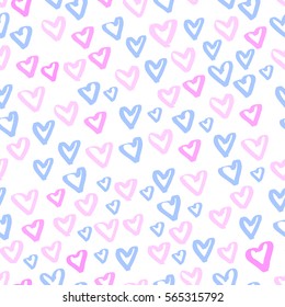 Set of patterns with hearts . hand drawn doodle style. for Valentines day. 