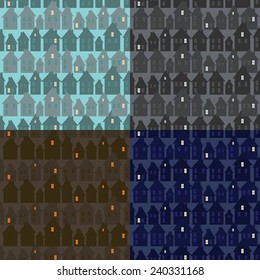 set of patterns houses night