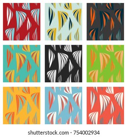 Set of patterns icons .Collection of swatches memphis patterns - seamless. Retro fashion style 80-90s. Abstract patters for wall