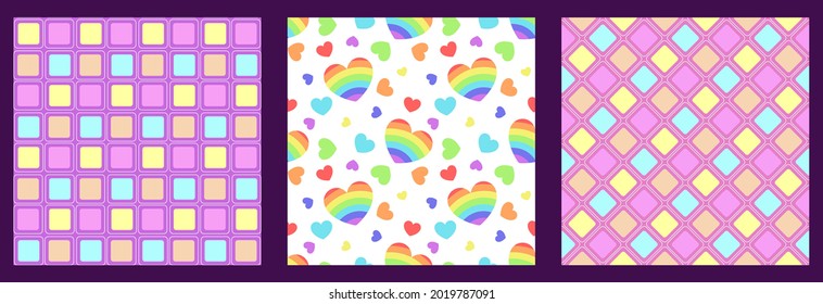 A set of patterns with LGBT themes. tolerance for LGBT people. Heart in the form of an LGBT flag. EPS10