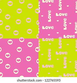 The set of patterns with love and hearts