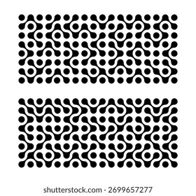 A set of patterns made of black metaballs isolated on a white background. Geometric shapes. Vector illustration.