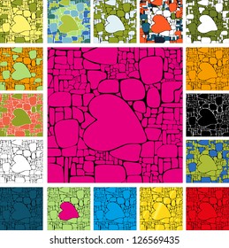 a set of patterns of mosaic of hearts