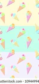 Set of the patterns of the multicolor ice cream. (3 backgrounds)