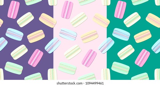 Set of the patterns of the multicolor macaroones. (3 bacggrounds)