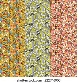 Set of patterns in one palette vector version . Seamless pattern