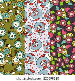 Set of patterns in one palette vector version . Seamless pattern