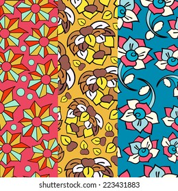 Set of patterns in one palette vector version . Seamless pattern