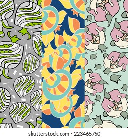 Set of patterns in one palette vector version . Seamless pattern