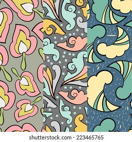 Set of patterns in one palette vector version . Seamless pattern