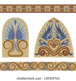 A set of patterns and ornaments in the Greek style. Vector illustration.