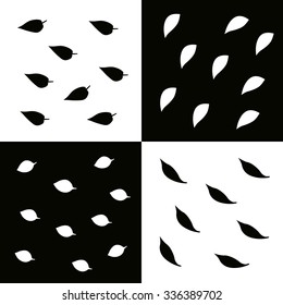 Set of patterns. Silhouettes of leaves. Black and white .