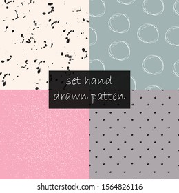 A set of  patterns with subtle curls and abstract spots on bright backgrounds