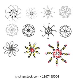 A set of patterns from symbols, curved lines. Old ornament
