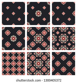 The set of patterns textile design collection for fabric and carpet covers. Classic luxury ornaments