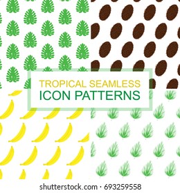 Set with patterns of tropical leaves and fruits