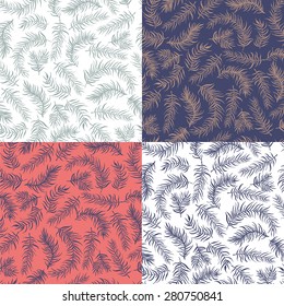 A set of patterns of twigs. Patterns of different colors. The color palette combined.