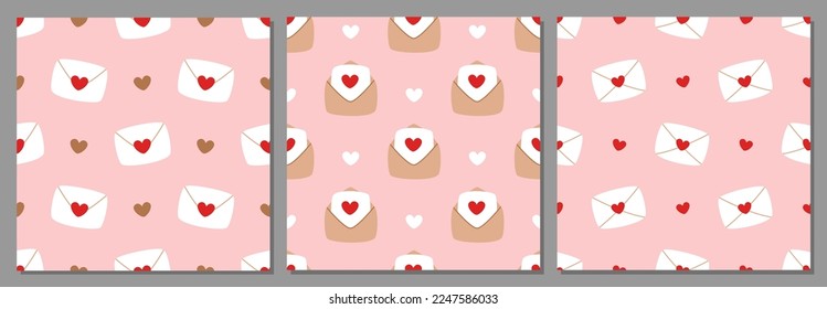 Conjunto de patrones para el día de San Valentín con mensajes de amor
