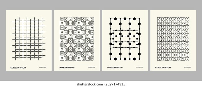 Set of patterns with various unique motifs consisting of a combination of round and square as well as unique pattern lines.