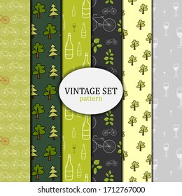 set of patterns in vintage style. suitable for fabric, travel theme wallpaper