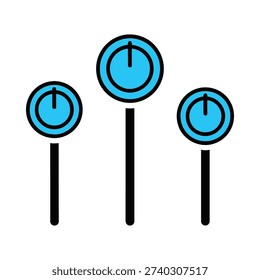 A set of pause buttons on sticks