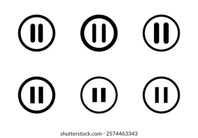 Set of pause icon symbol vector on white background