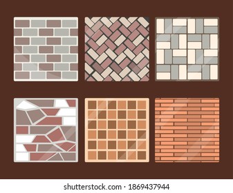 set of pavements and tiles square and rectangular layout vector illustration