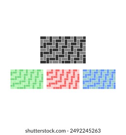 Set of paving blocks floor color illustration design