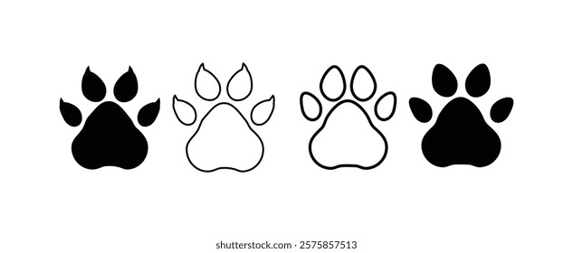 set of Paw icon vector illustration. paw print sign and symbol set. dog or cat paw iconsymbol.