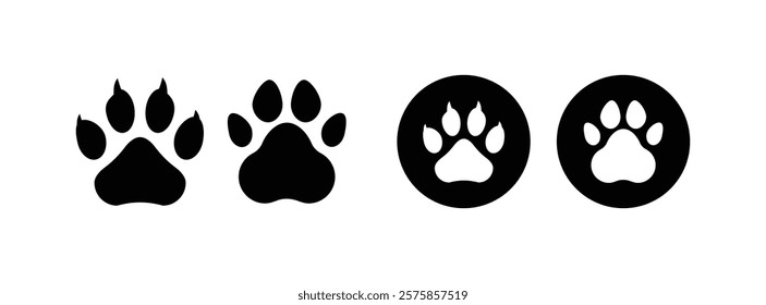 set of Paw icon vector illustration. paw print sign and symbol set. dog or cat paw iconsymbol.