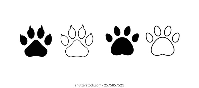 set of Paw icon vector illustration. paw print sign and symbol set. dog or cat paw iconsymbol.