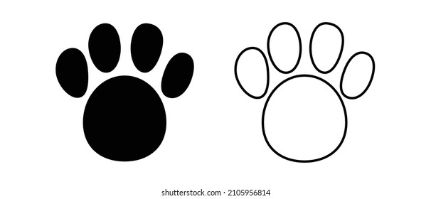 A set of paw icons. Dog and cat footprints. Vectors.