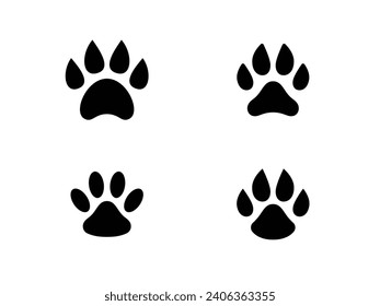 set paw logo vectorial ilustración de icono, pato del oso del gato del perro